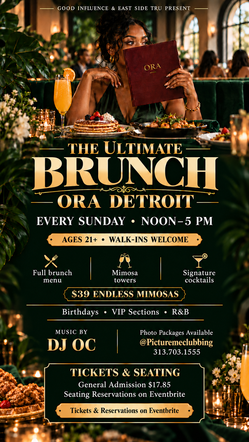 The Ultimate Brunch at ORA Detroit every Sunday, noon to 5 PM